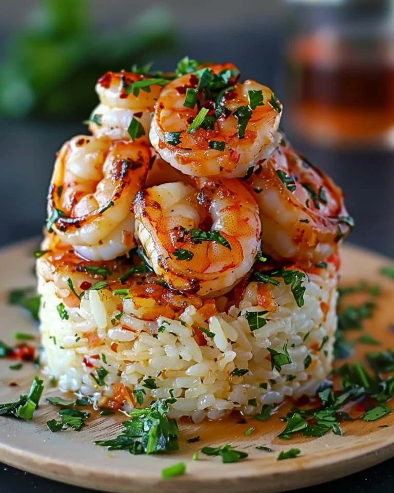 Garlic Butter Shrimp and Rice Stack Recipe