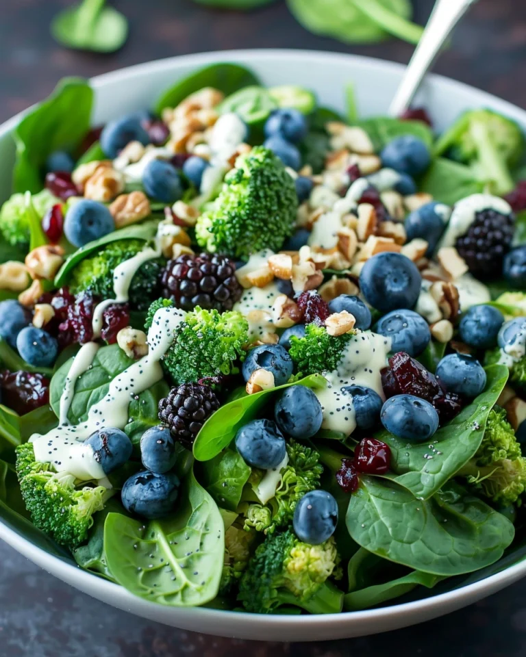 Blueberry Broccoli Spinach Salad with Poppyseed Ranch