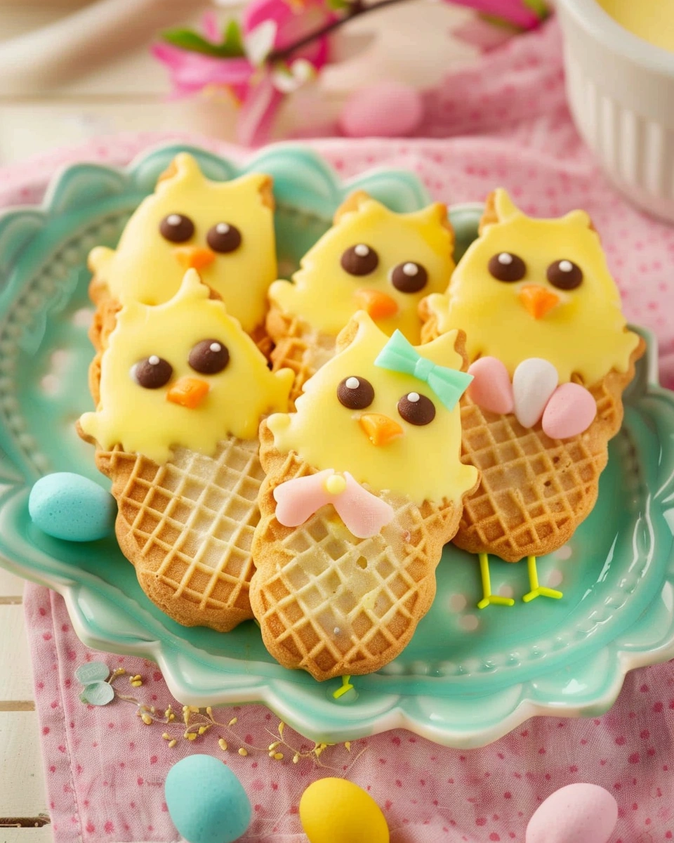 Spring Chick Dipped Wafer Cookies