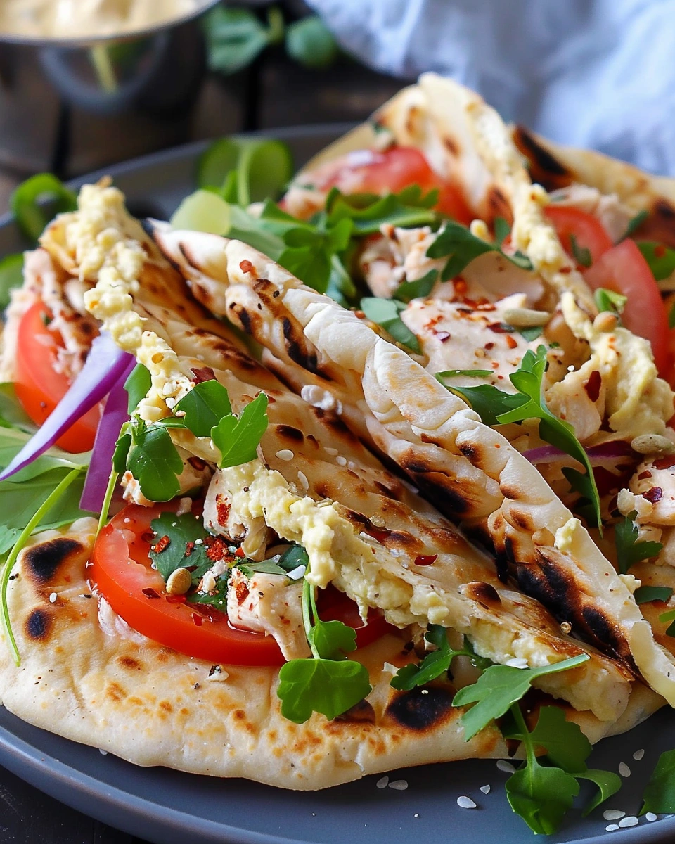 Chicken Hummus Naan Wraps