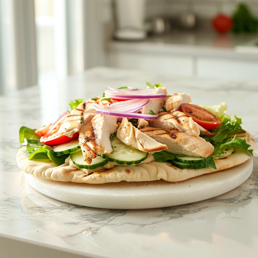 Chicken Hummus Naan Wraps