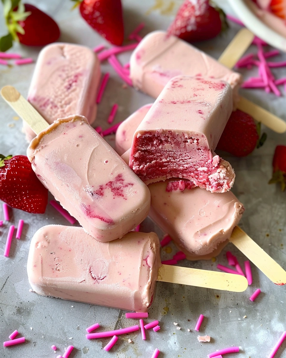 Healthy Strawberry Frozen Yogurt Bars