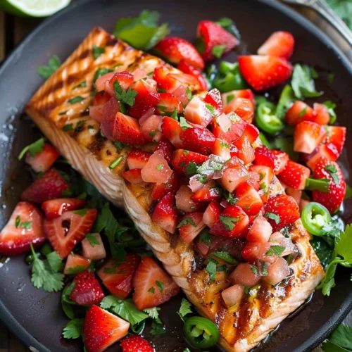 Grilled Salmon with Strawberry Jalapeño Salsa