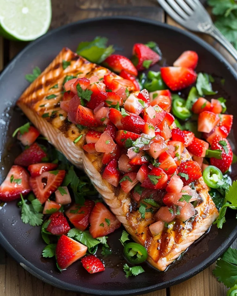 Grilled Salmon with Strawberry Jalapeño Salsa