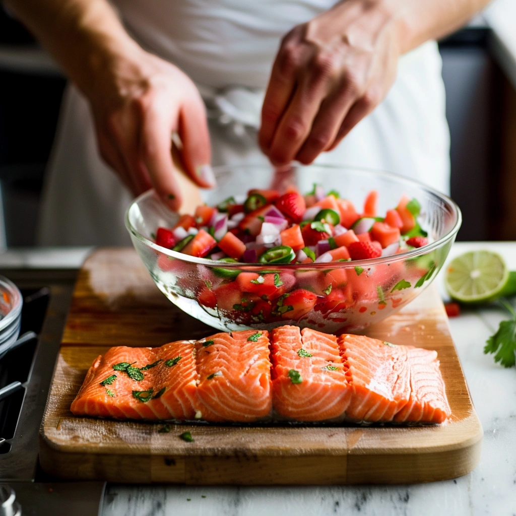 Grilled Salmon with Strawberry Jalapeño Salsa