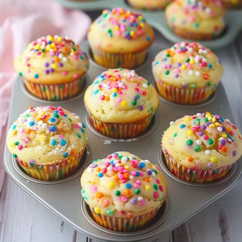 Mini Birthday Cake Banana Muffins