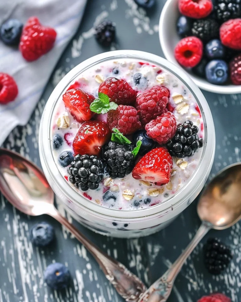 High Protein Berry Overnight Oatmeal