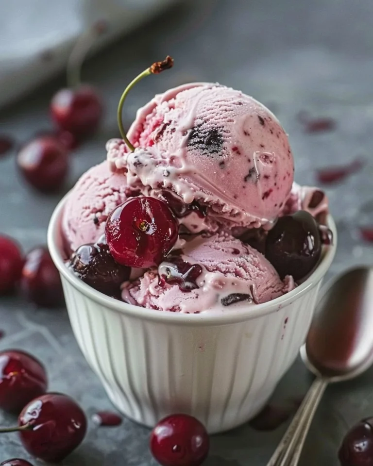 Delicious Cherry Garcia ice cream dessert with cherry swirl