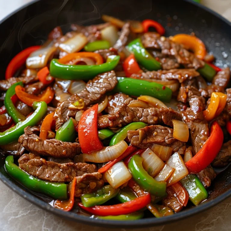 Delicious Chinese Pepper Steak with Onions served on a plate