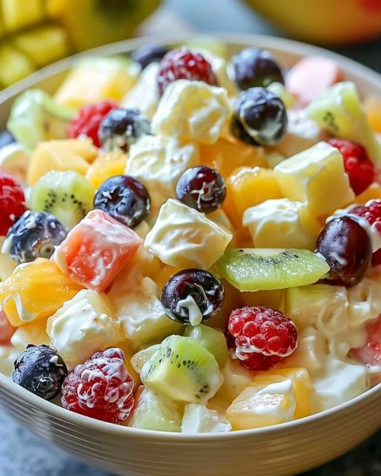 Creamy fruit salad recipe for busy moms, easy and moist, perfect for any occasion