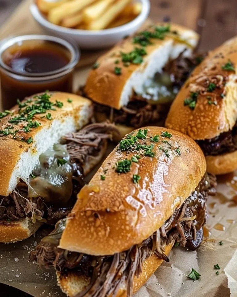 Delicious Crockpot French Dip Sandwiches served on a plate