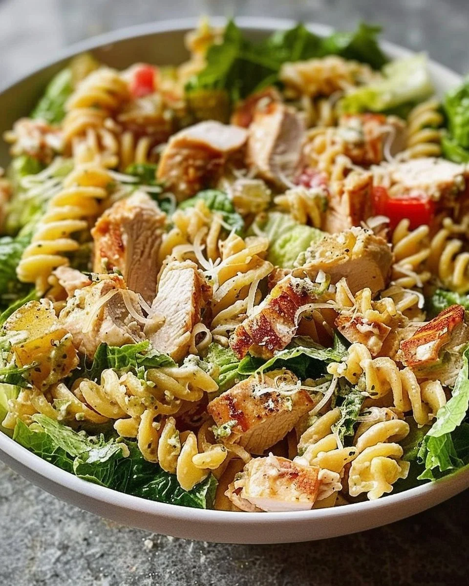 Easy Chicken Caesar Pasta Salad