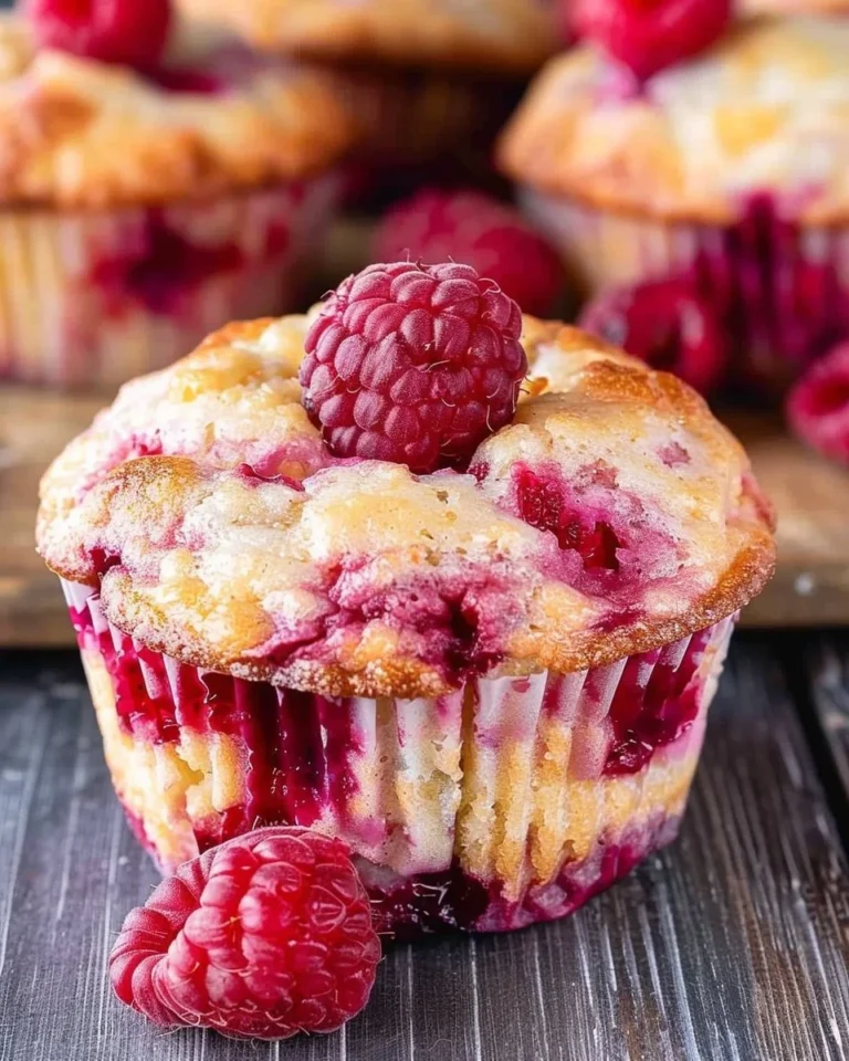 Healthy raspberry yogurt muffins with fresh raspberries on a plate