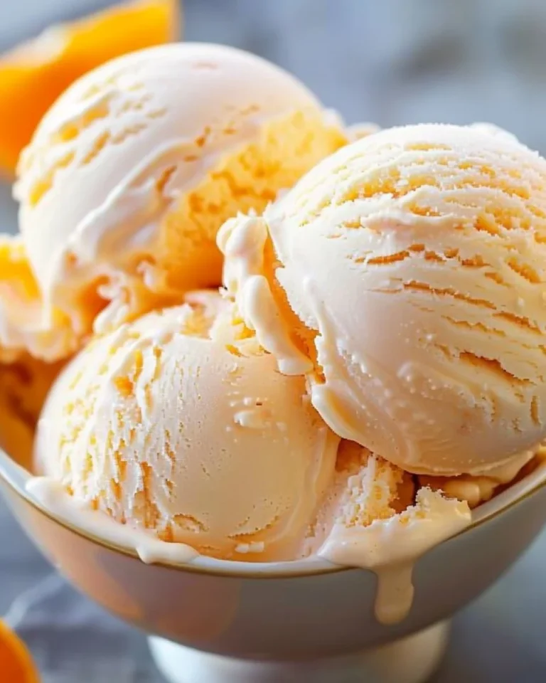 Homemade orange ice cream in a bowl, perfect for summer refreshment