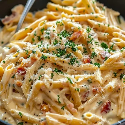 One Pot Creamy Garlic Pasta served in a bowl