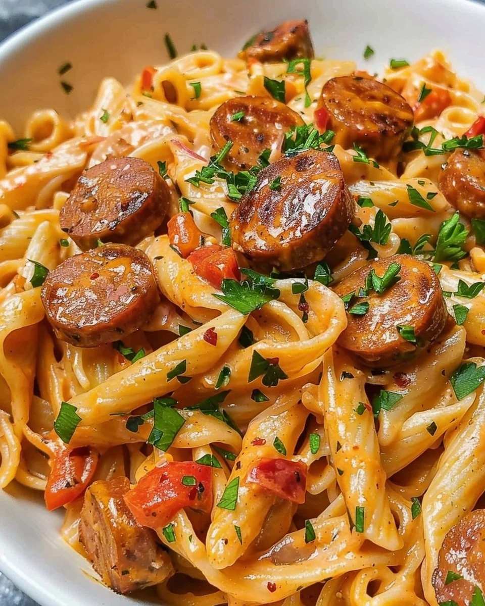 One-Pot Creamy Spicy Cajun Sausage Pasta