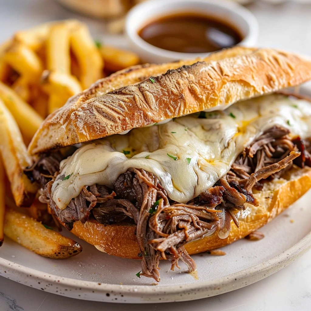 Delicious Slow Cooker French Dip Sandwiches with tender beef and flavorful au jus