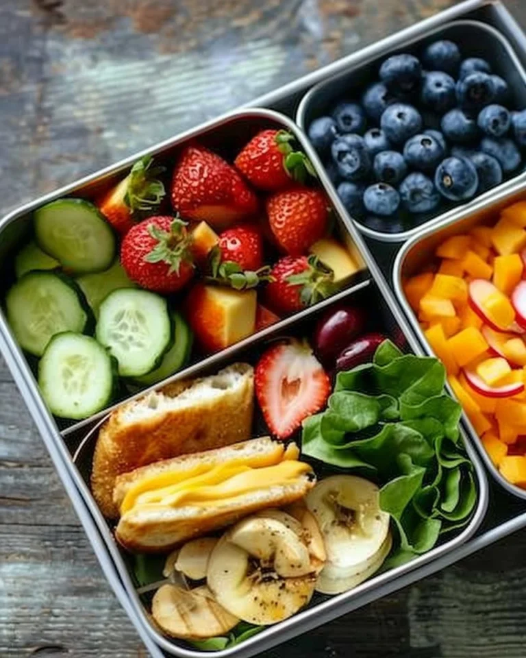 Colorful kids lunch box filled with protein-rich nutritious meals.