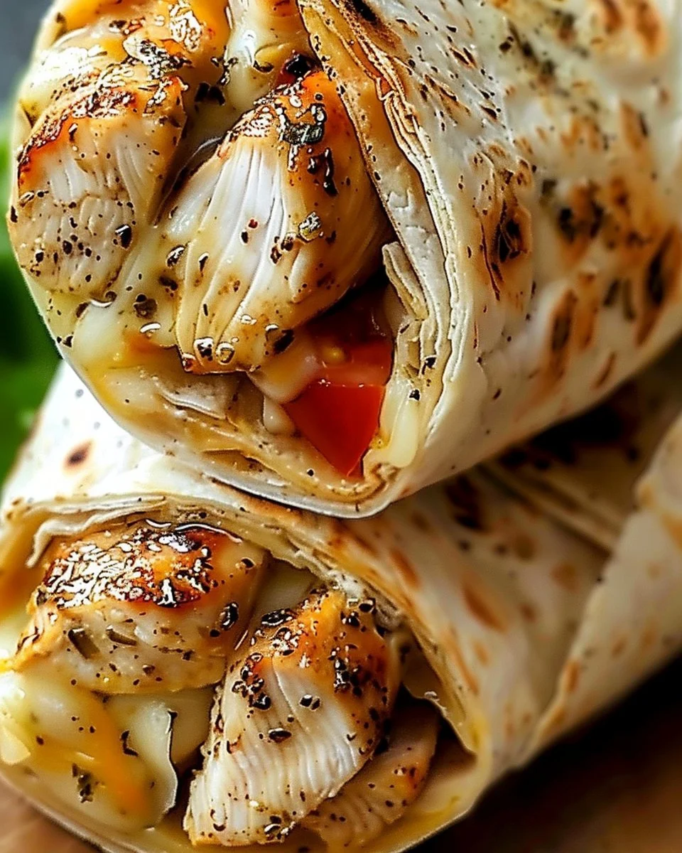 Garlic Chicken and Cheese Skillet Wraps ready to serve on a plate