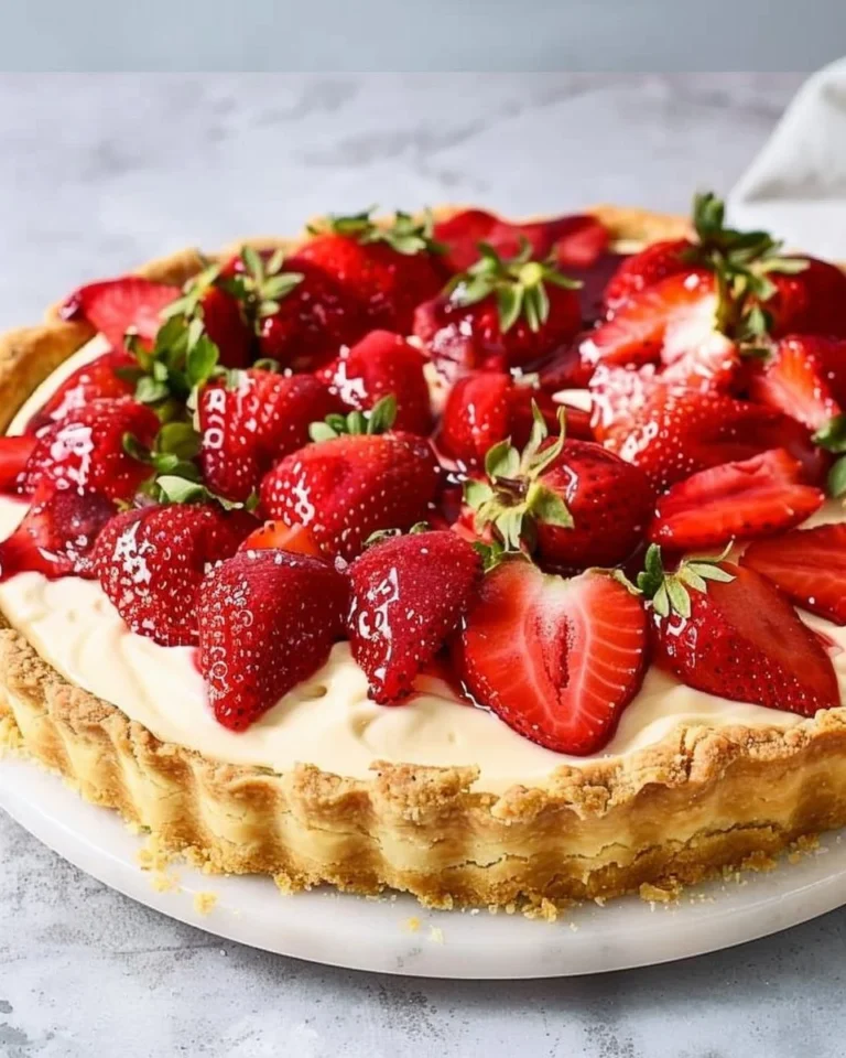 Delicious homemade Strawberry Tart with fresh strawberries on top