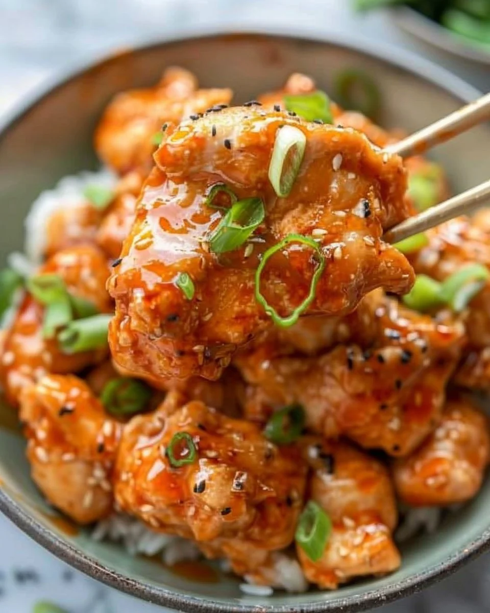 Delicious Bang Bang Chicken served with a spicy sauce