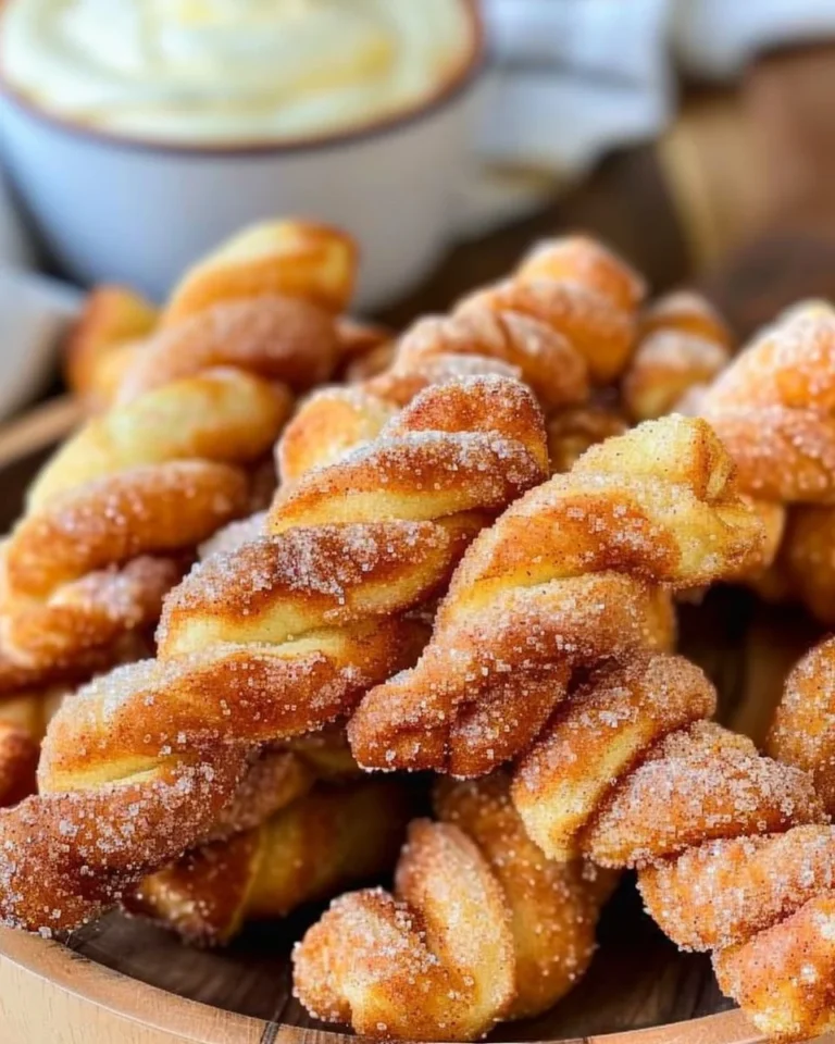 Freshly made Air Fryer Cinnamon Sugar Twists with a crispy coating.