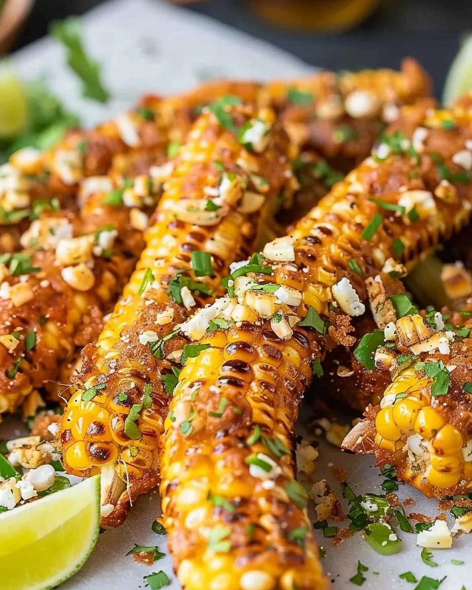 Delicious fried corn on the cob served on a plate
