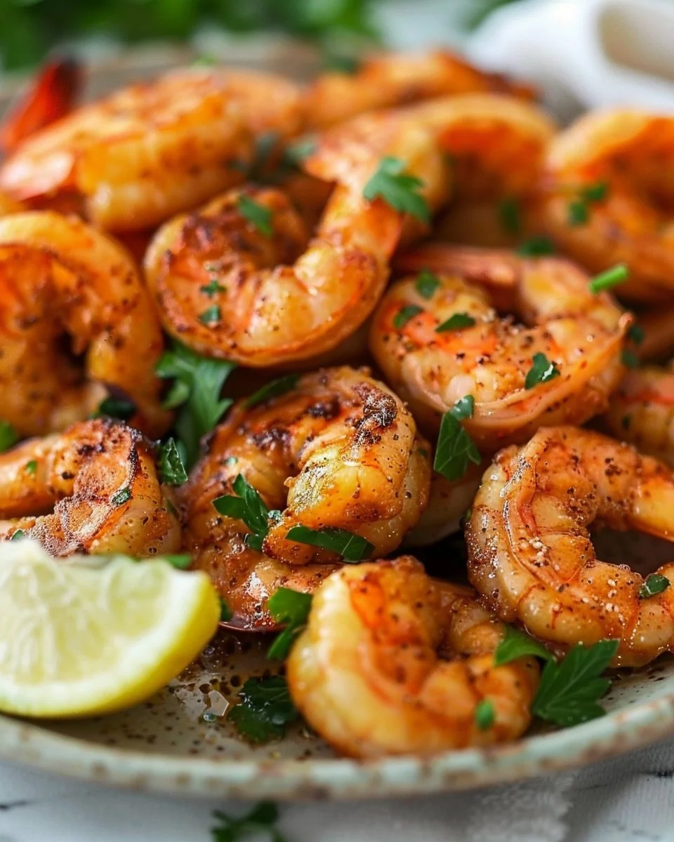 Crispy shrimp cooked in an air fryer, golden brown and delicious.