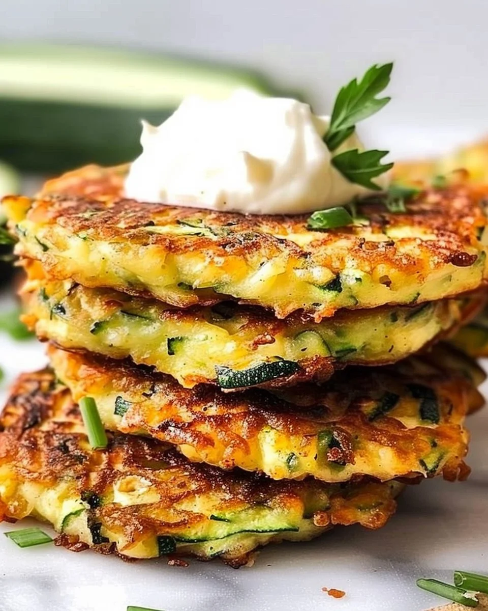 Delicious and crispy zucchini fritters served on a plate