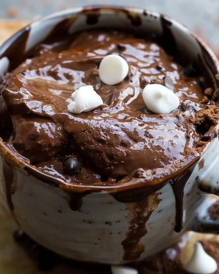 Healthy chocolate protein cake in a mug, quick and easy recipe for one