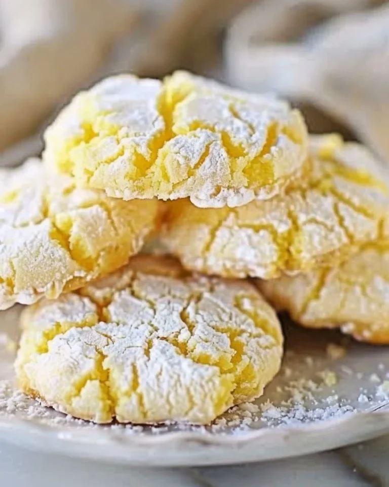 Lemon Crinkle Cookies made with cake mix, featuring bright lemon flavor and crinkly texture.