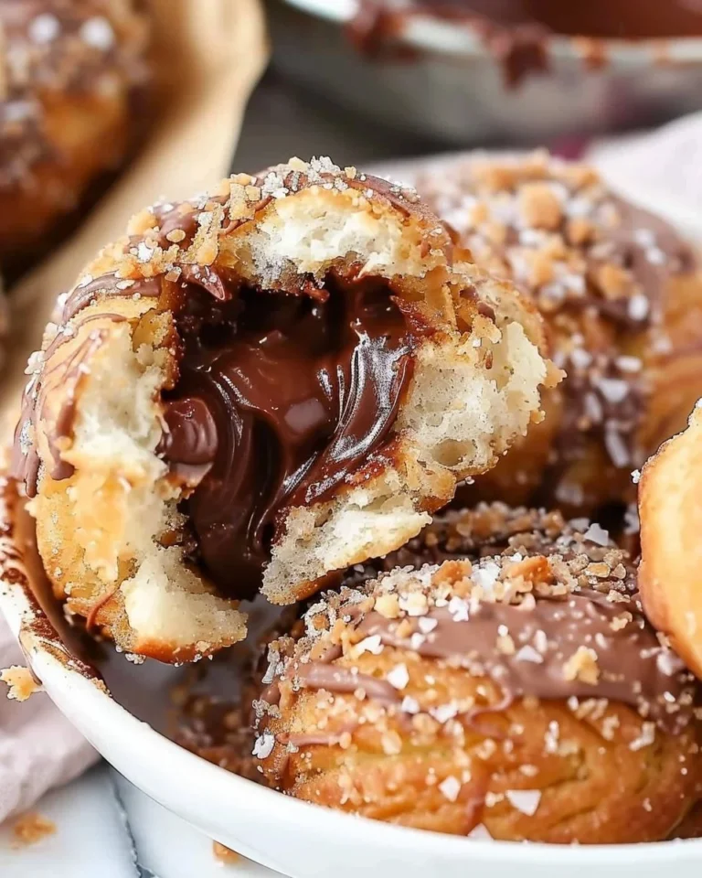 Delicious Nutella Churro Bombs filled with creamy Nutella