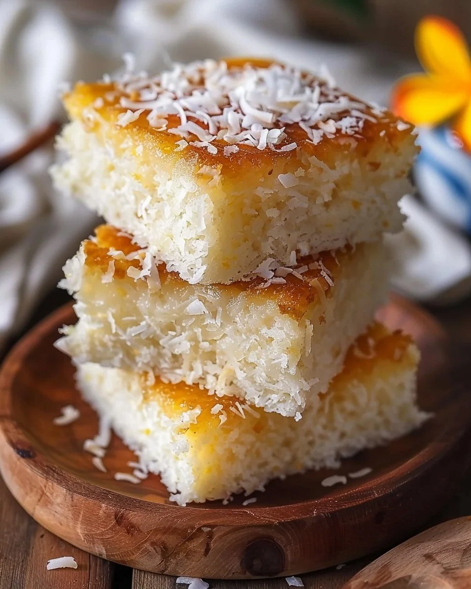 Wingko Babat, traditional Indonesian sticky coconut cake made from rice flour and coconut.